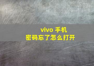 vivo 手机密码忘了怎么打开